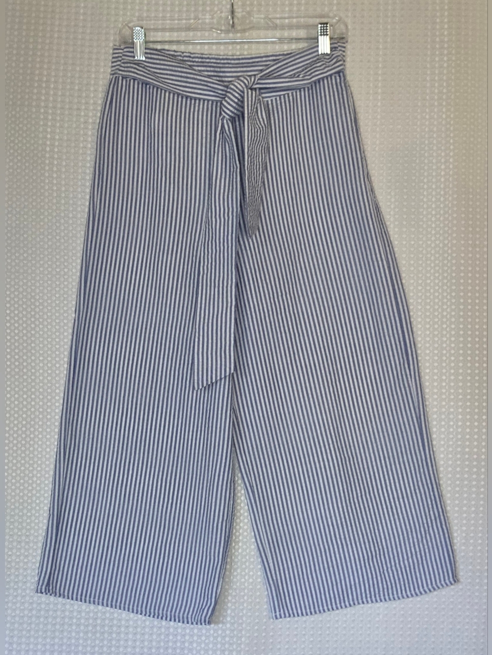 Dress Forum Coastal Wide Leg Crop Pants Blue Stripe Resort Style Small - Picture 5 of 8